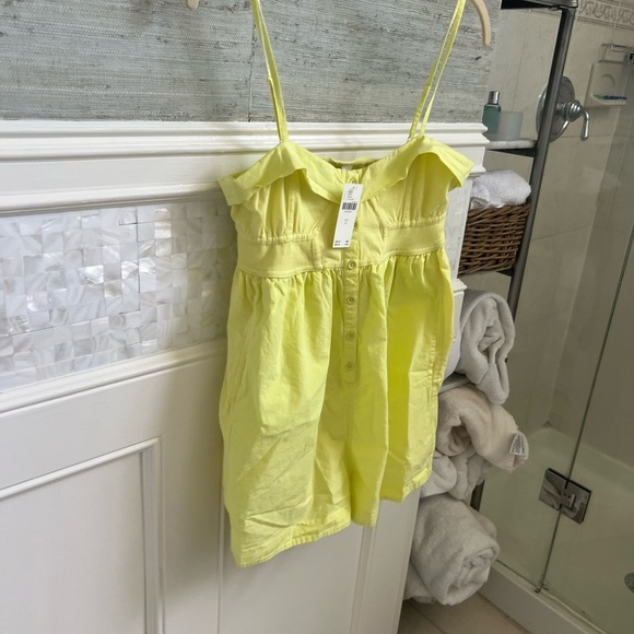 NWT new small Anthropologie clean cut romper shorts yellow tiny FLAW - Picture 12 of 17